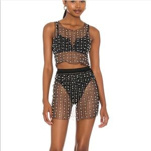Beach bunny cover up glossy girl mesh peal TOP and SKIRT.
